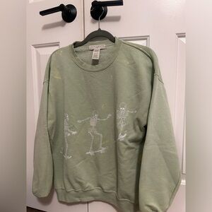 Urban outfitters skeleton green crewneck